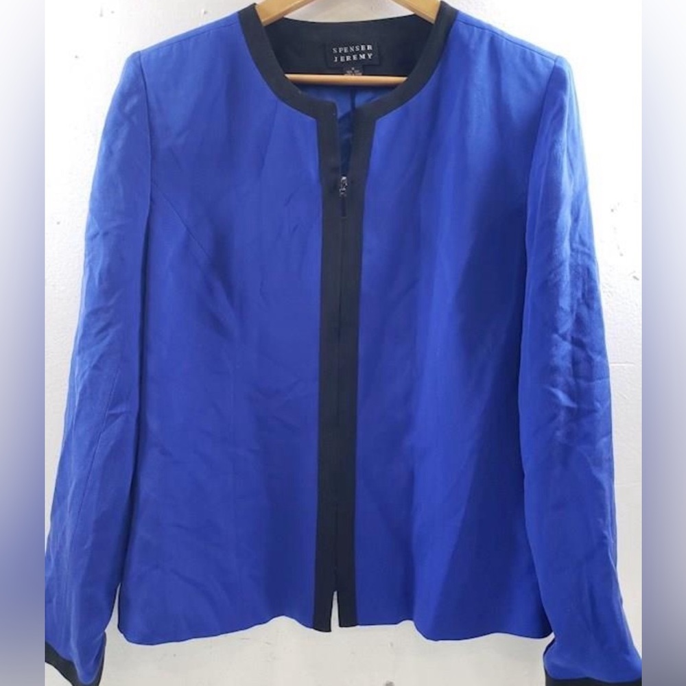 Women's Size 16 Spenser Jeremy Royal Blue & Black
Zip Up Blazer NWT